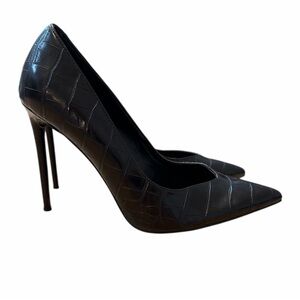 Winnie Harlow x SM Black Faux Crocodile Stiletto Heels